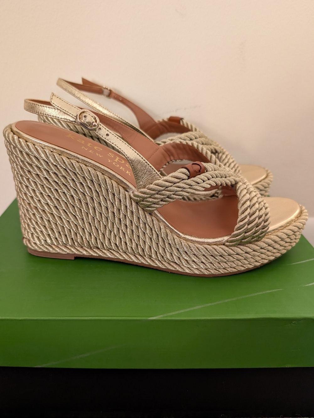 Kate Spade Gold Rope Wedges - Size 10 | Summer Party Wedding Beach Style - Picture 3 of 11